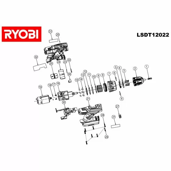 Ryobi CDD14012N Spare Parts List Type: 5133000602